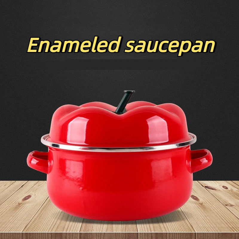 

Enameled Tomato Soup Pot Baby Supplement Pot Induction Stove Open Flame Universal Household Kitchen Cookware