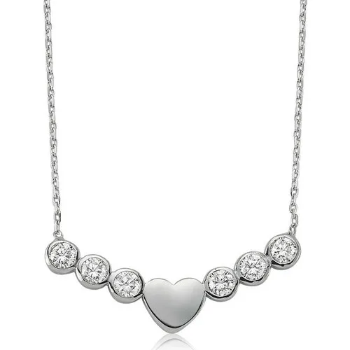 Alegra 925silver Row Cubic Zirconia Heart Women Necklace