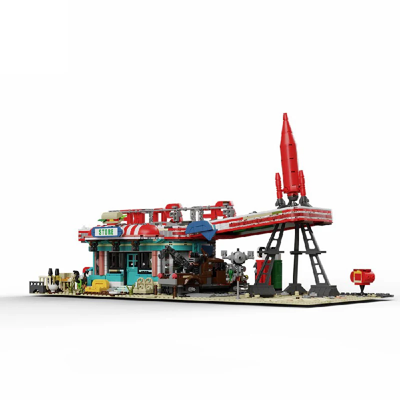 2221PCS Game Doomsday Petrol Station Buildings Sets City Architecture Shop Modular Buildings Blocks Model Kit Toy Gift for Audlt