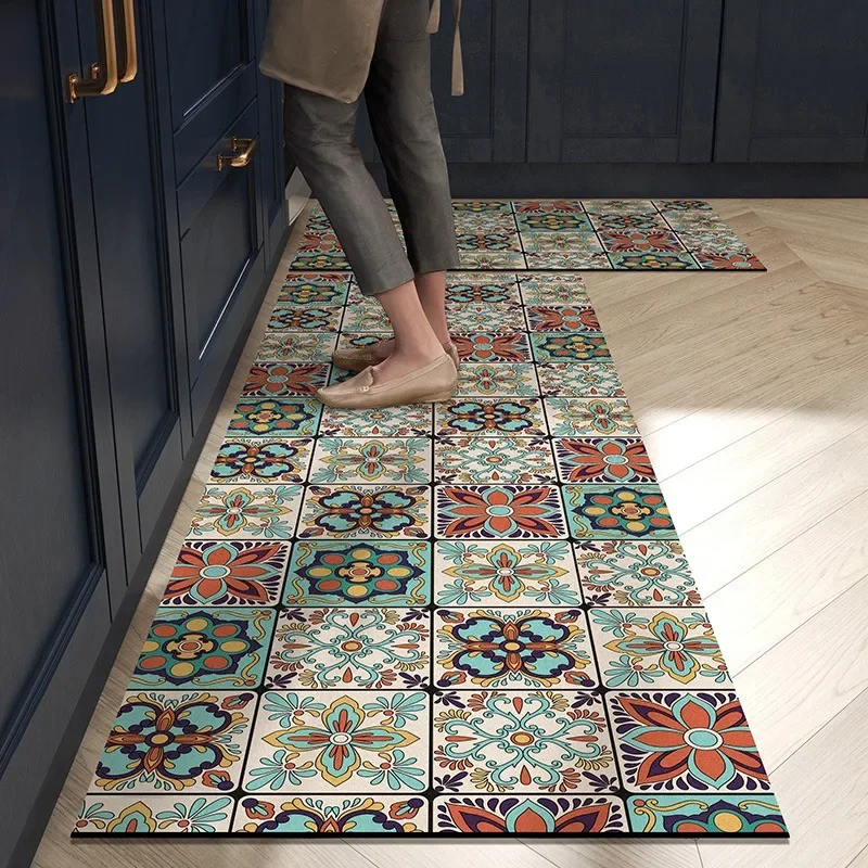 Kitchen Floor Mat Waterproof Oil-proof Non-slip Rug American Style Digital Printing Carpet Long Strip Home Decor Foot Mats 주방 카펫