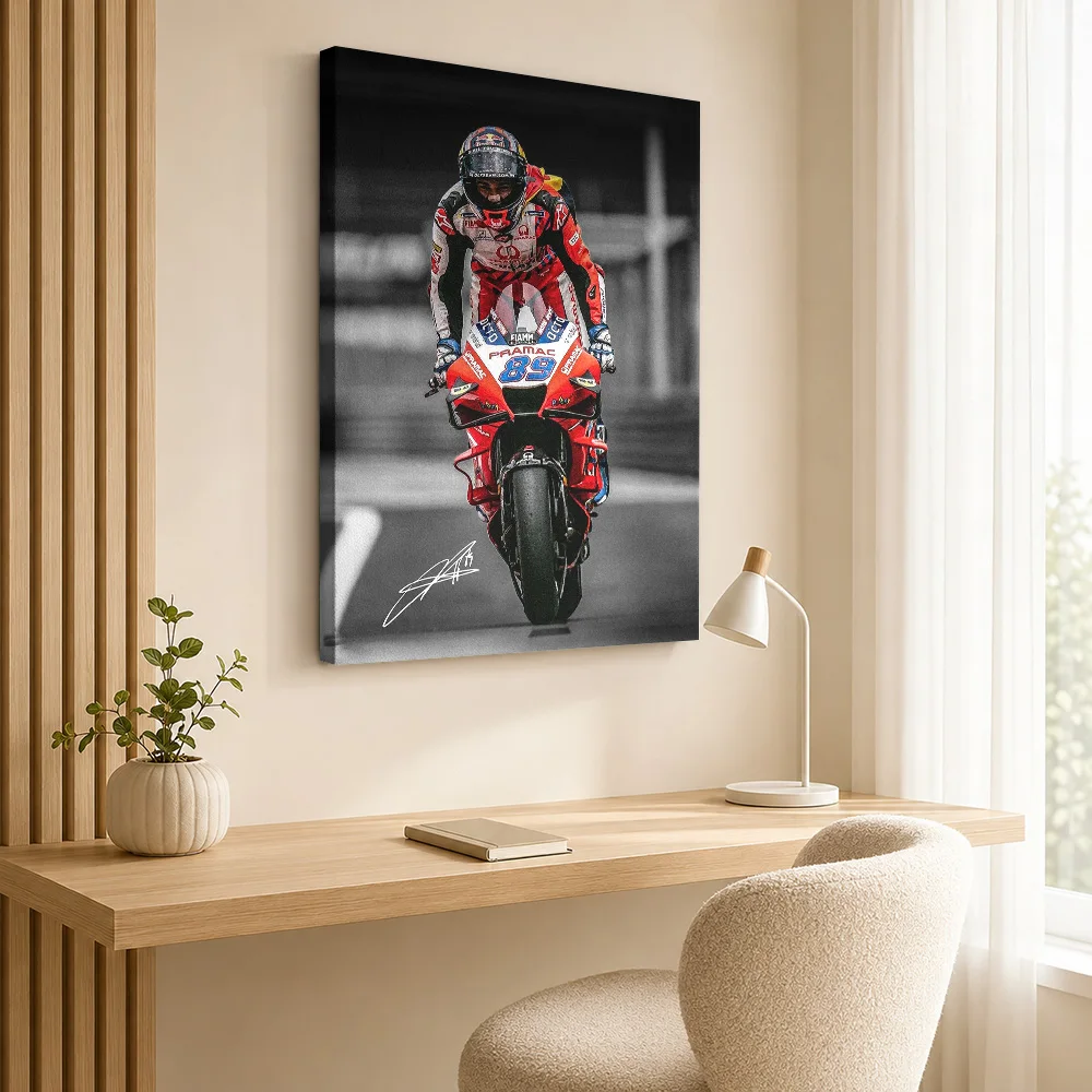Jorge Martin Motorcycle Canvas Print Poster Modern Motorsport Style Wall Art With Customized Photo For Man Cave Ideal Rider Gift