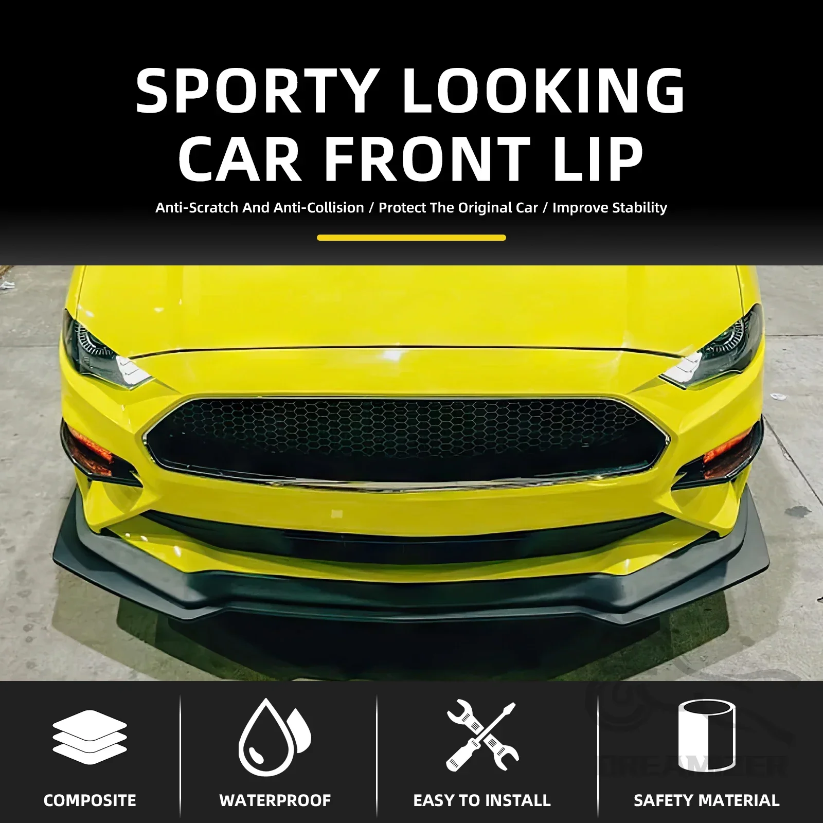 Front Bumper Lip For Ford Mustang 2018-2023 GT Model Only 3-Piece Lower Spoiler Splitter Body Kit Protector