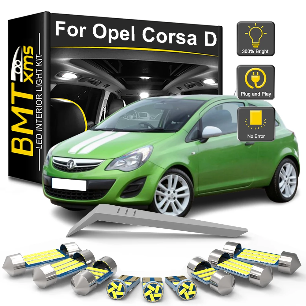 

BMTxms 10Pcs Canbus For Opel Vauxhall Corsa D 2007 2008 2009 2010 2011 2012 2013 2014 Car LED Interior Light Bulb Kit Dome Lamp