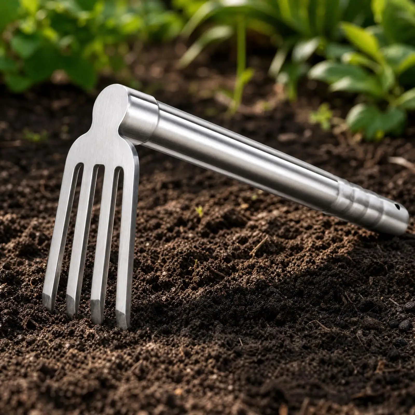 304 Stainless Steel Hoe Garden Tool Short Handle Weeder Digger for Raised Beds Flower Pots Soil Loosening Yard Work