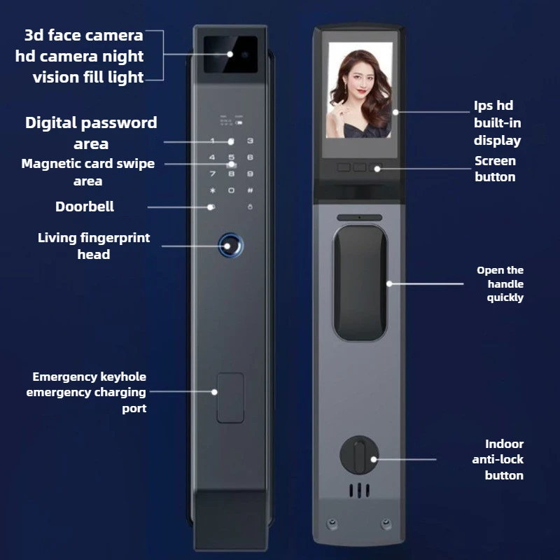 

Household Cat Eye Door Lock 3D Facial Recognition Intelligent Automatic Fingerprint Electronic Lock, Combination Lock