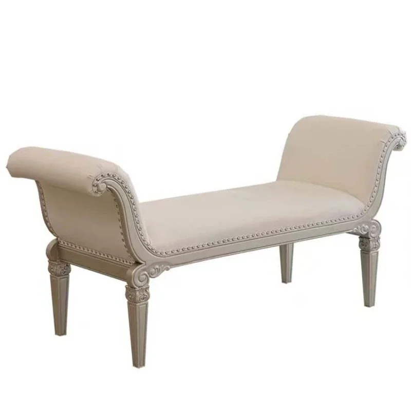 

American light luxury bedside stool, solid wood living room recliner sofa