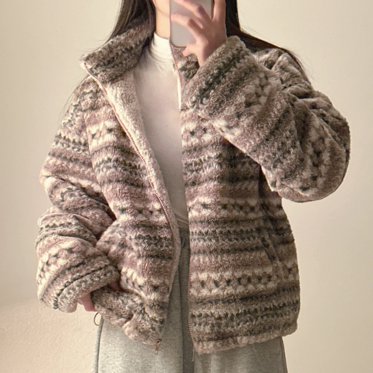 

Ladies' Chic Korean Sle Cotton Jaet Lamb Velvet Warmth Loose Fit Faionable Winter New Arrival All-Match Retro Embroidery