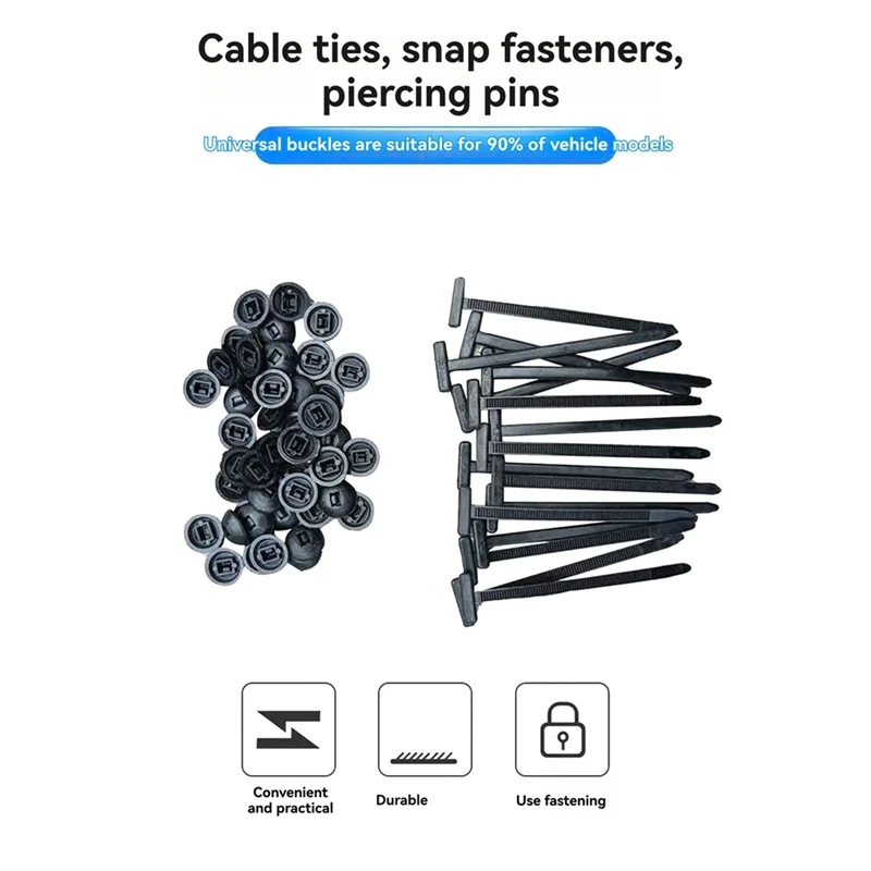 ABVJ-Cavo per fissaggio e organizzazione Kit-300PCS Fascette autobloccanti in nylon universali con fibbia a perno e bottone