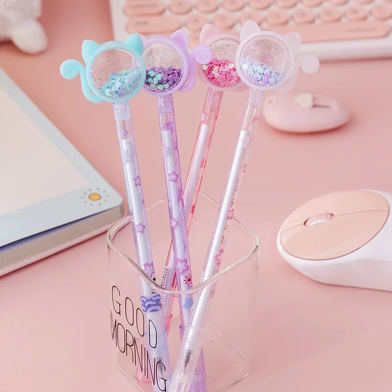 1pcs Kawaii Gel Pen School Office Supply Novel Creative Cat Glitter Recreation Cute Gel Pen Korean Stationery School Supplies