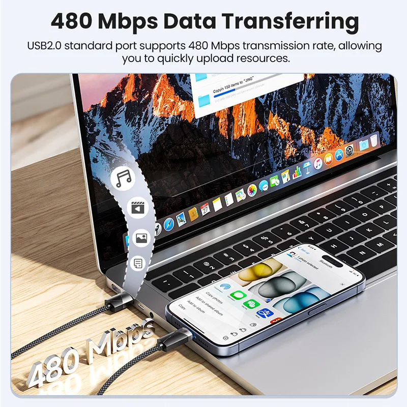 3A USB Type C Automatic Power-off Data Cable USB A To USB C Fast Charging Cable For iPhone 17 16 15 Xiaomi 17 Samsung S25 Huawei