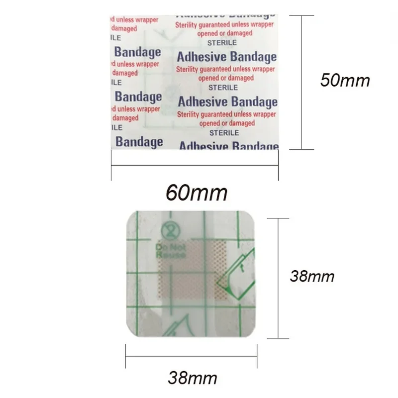 50 stücke klarer pu quadratischer Klebeband wasserdichter Gips 38*38mm Pflaster Überlebens kit