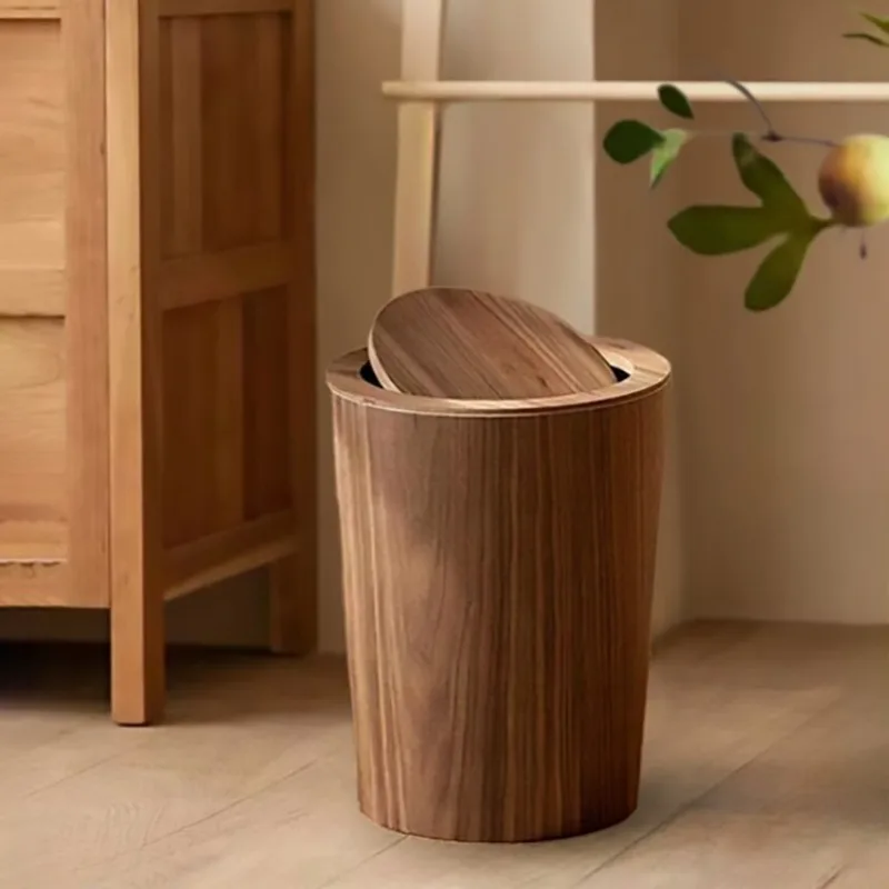 Household Nordic and Japanese Style Simple Wooden Wood Grain Commercial Hotel Office Storage Wastebasket