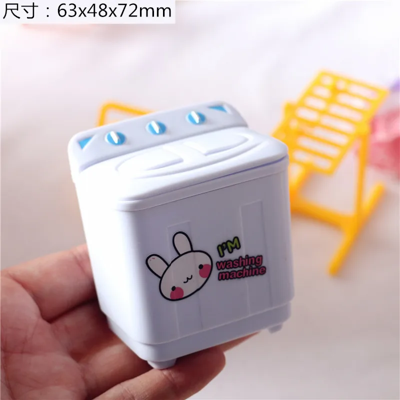 Mini Washing Machine Drying Rack Irons Bucket Furniture 1:12 Dollhouse Play Home Decor Clothes Toys Simulation Doll Accessories