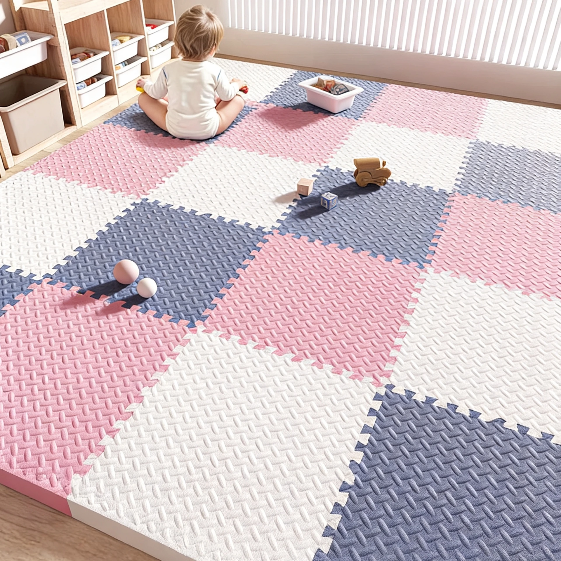 1cm Thick 8Pcs-16Pcs Nonslip Baby Crawling Play Mat Soundproof Puzzle Gym Mat for Children's Room and Eco-Friendly Puzzle Mat