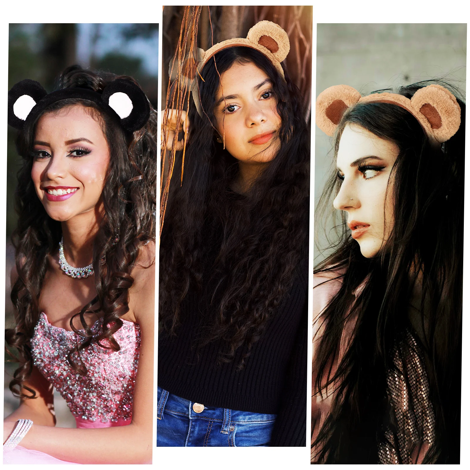 

2 pcs Bear Ears Headband Hair Hoops for Adults Kids Party Halloween Cosplay Animal Ears Headpiece Elastic 3D Gifts