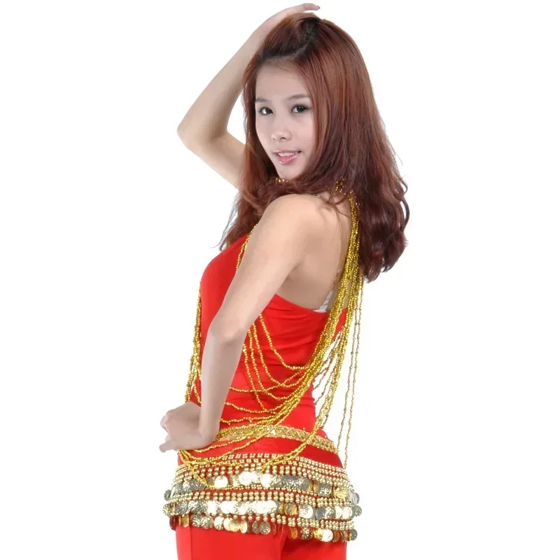Kostium do Tańca Brzucha Długi Naszyjnik z Koralików Bransoletka Złota/Srebrna Biżuteria do Tańca Brzucha 2 Kolory