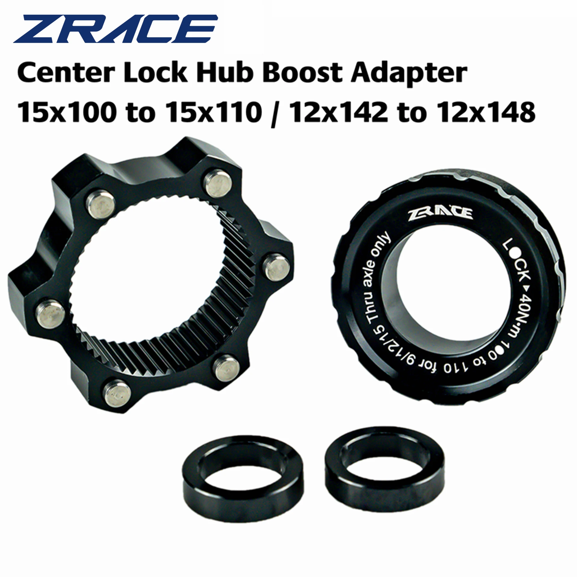 ZRACE Center Lock Hub Boost Adapter, Center-Lock dla 6 otworów, 15x100 do 15x110, 12x142 do 12x148,
