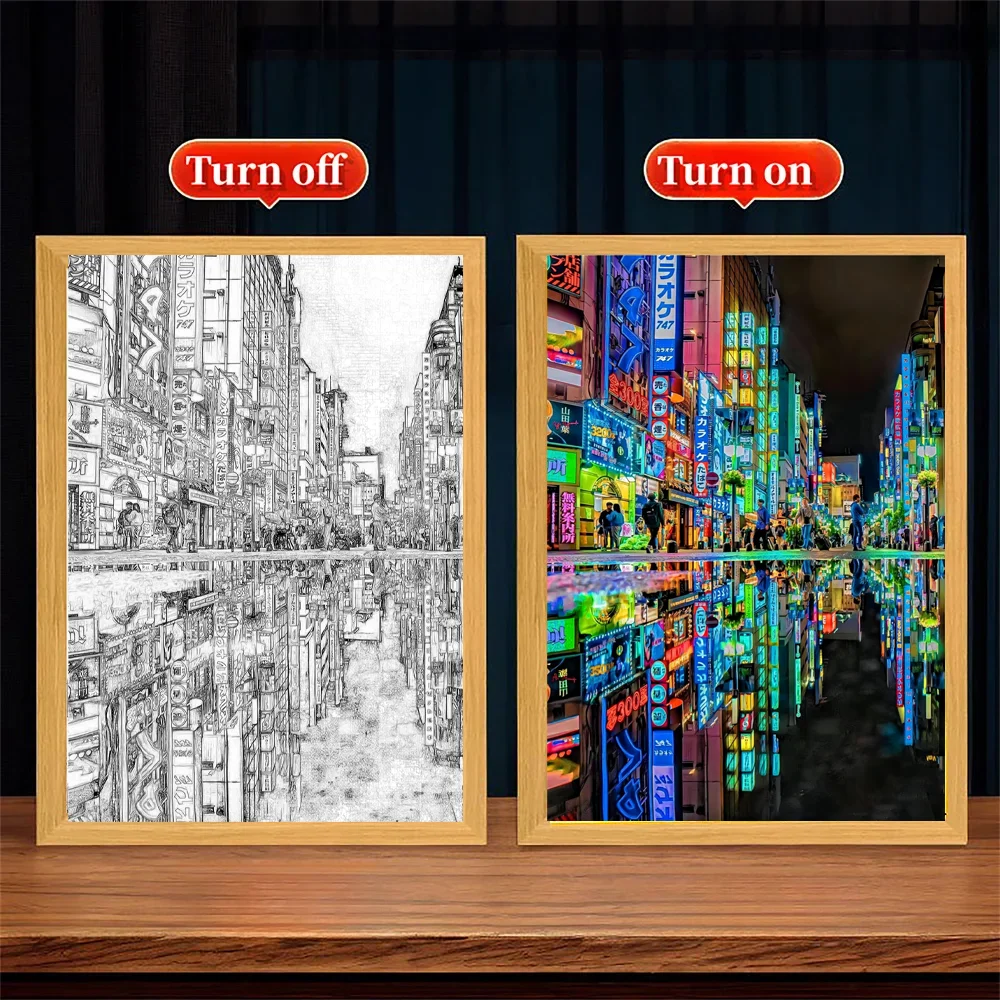 Tokyo Japan Beautiful City LED Light Painting Photo Frame Led