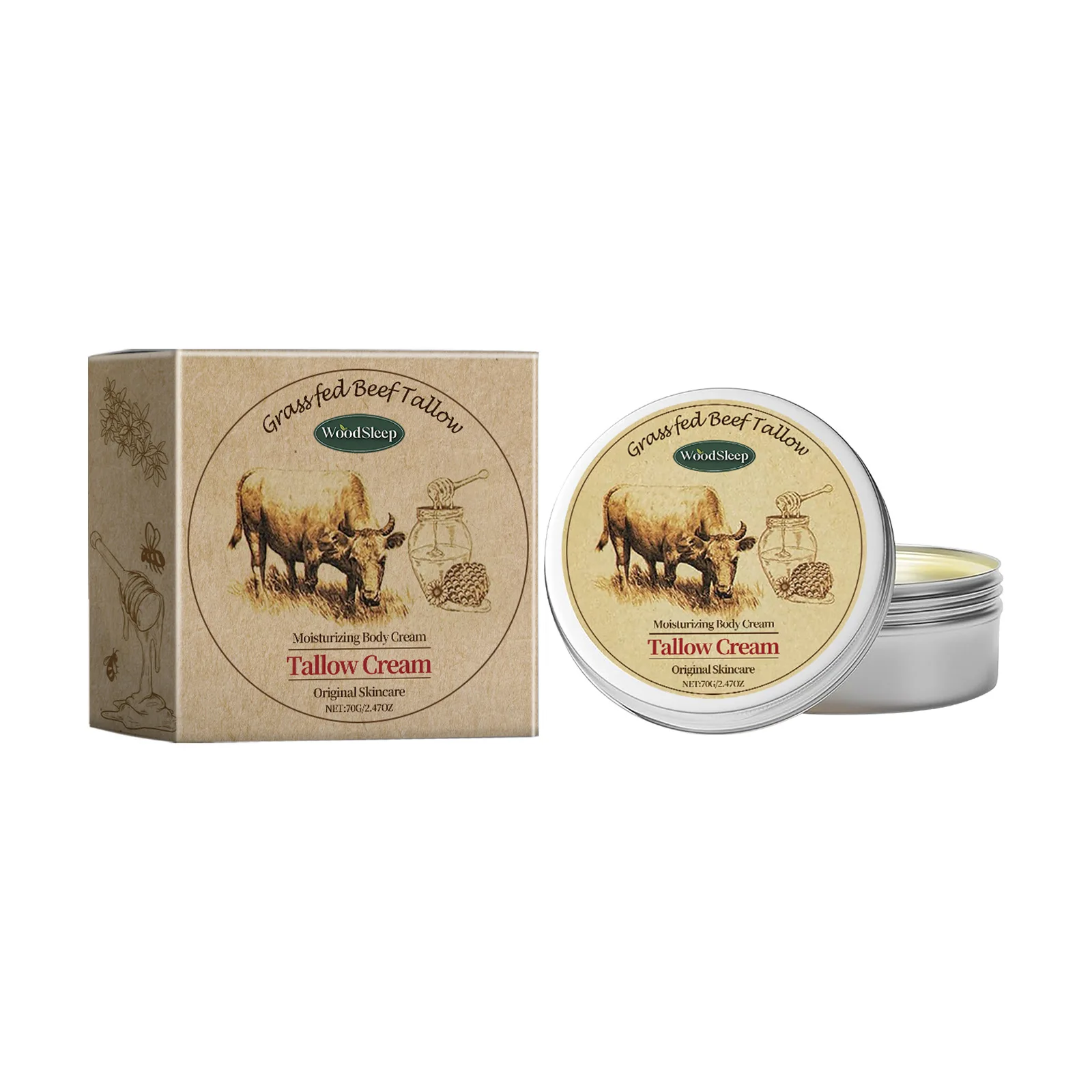 Beef Tallow Moisturizing Face Cream Body Lotion Facial Sensitive Redness Repair Soothing Shrink Pore Nourishing Soften Skin Care
