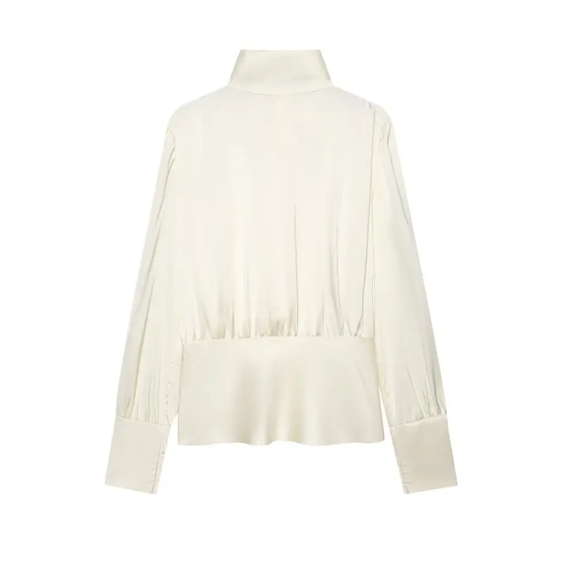 

Women’s Satin Bow Tie Backless Blouse Shirt Elegant Party Evening Fashion Top