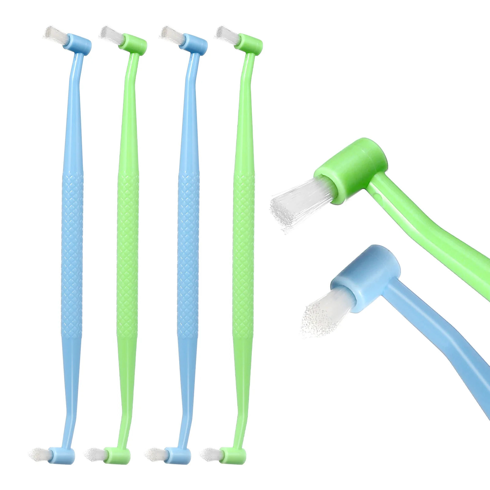 8 Pcs Double Headed Toothbrush Cleaning Brushes for Braces Pp Handle Travel