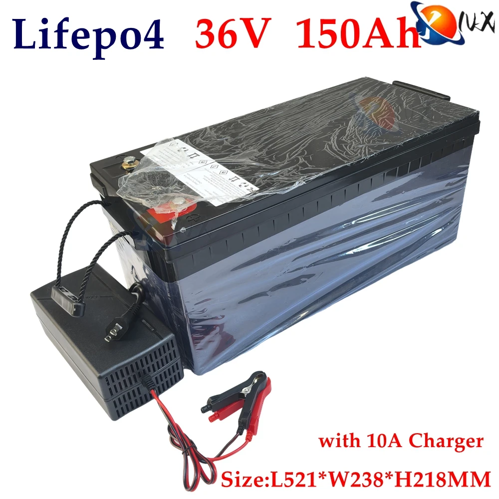 YNX waterproof 36V 150AH lifepo4 lithium battery BMS for 3000w tricycle UPS vehicle scooter boat camping + 10A Charger