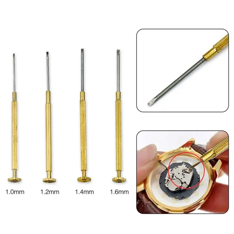 1/4Pcs Precise Slot Screwdrivers 1.0-1.6mm Flat Blade For Watch Phone Repair Tool Removal Install Screws Watchmaker Repair Tools