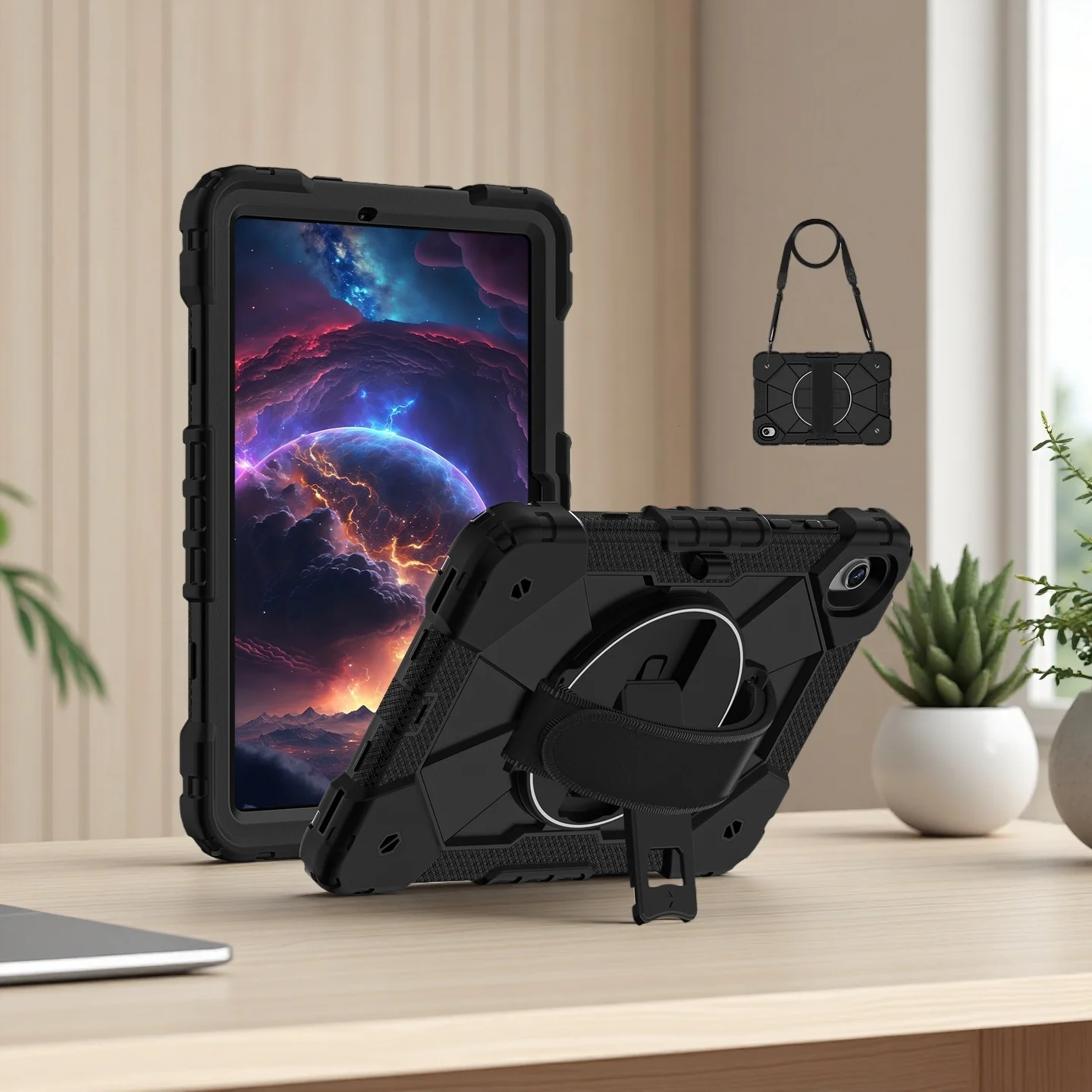For Samsung Galaxy Tab S11 2025 Shockproof Kids Safe Tablet Case with Hand Strap Shoulder Strap Silicon+PC Cover A9 /A11Plus A11