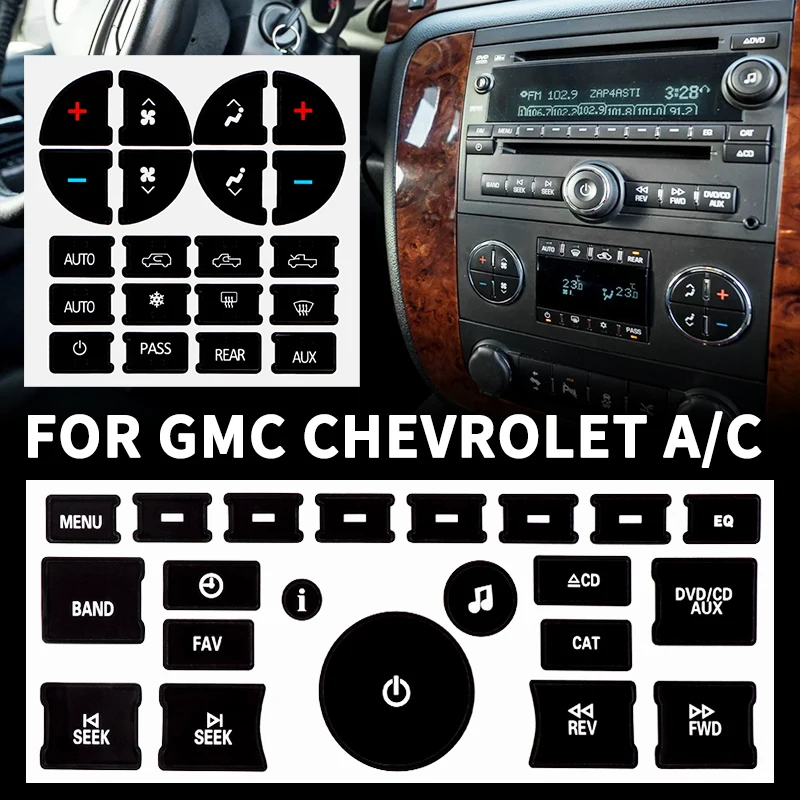 A/C Control Climate Stereo Radio Button Repair Decals Stickers For Chevrolet 1500/2500/3500 Truck 2006-2014 For GMC Yukon XL SLE