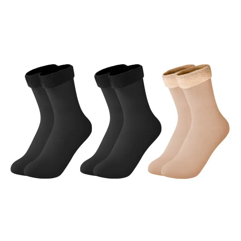 3/6 paia di calzini caldi in velluto invernale per donna calzini termici addensati in nylon solido per stivali morbidi senza cuciture unisex calzino per dormire sul pavimento