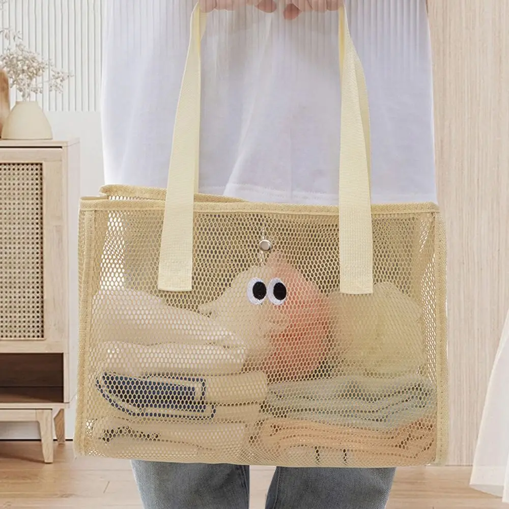 

Large Capacity Big Eyes Beach Mesh Bag with Handle Foldable Cartoon Shopping Totes Breathable Reusable
