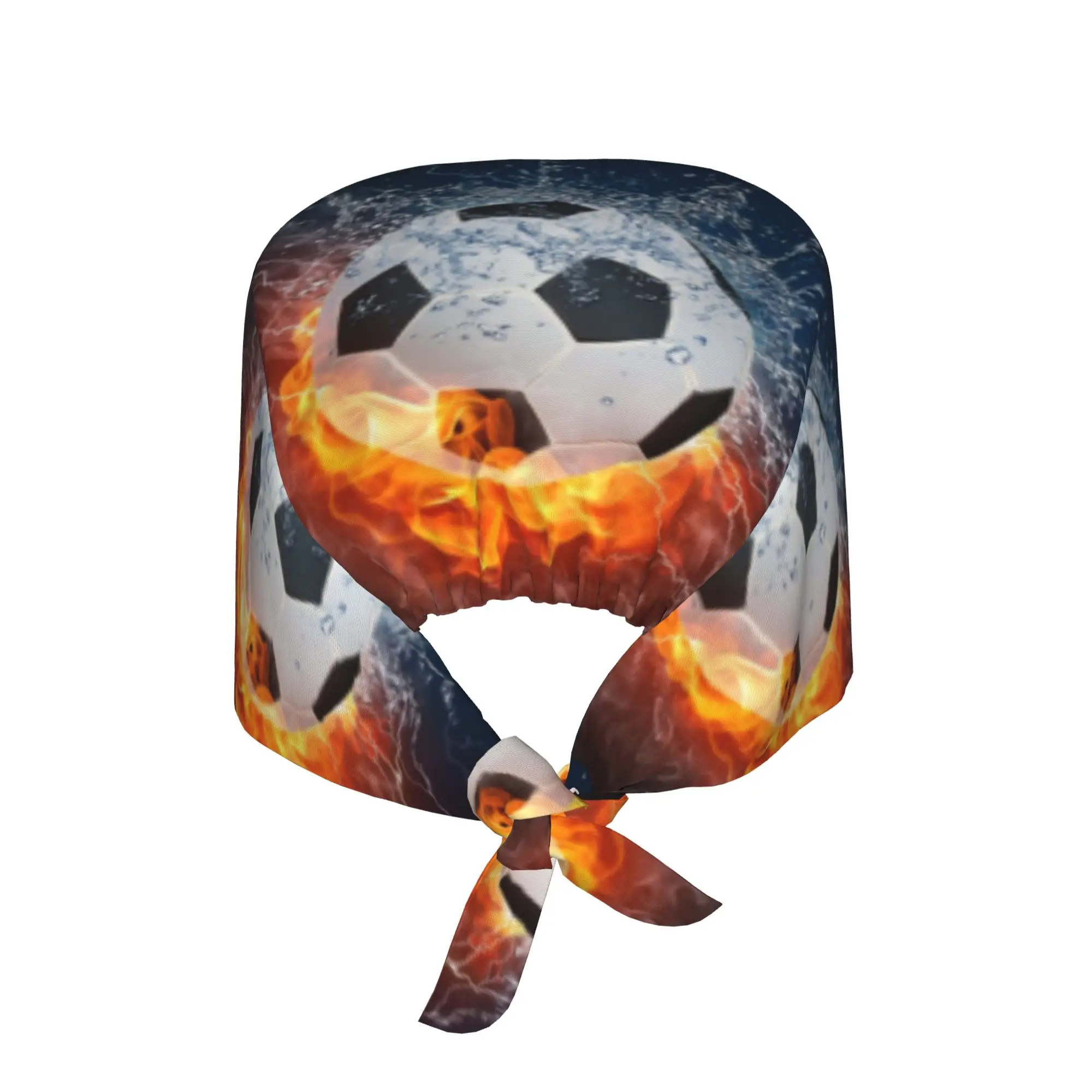 Custom Flaming Football   Soccer Medical Staff Scrubs Hat Men Women Flames Doctor Nursing Surgical Cap Scrub Caps