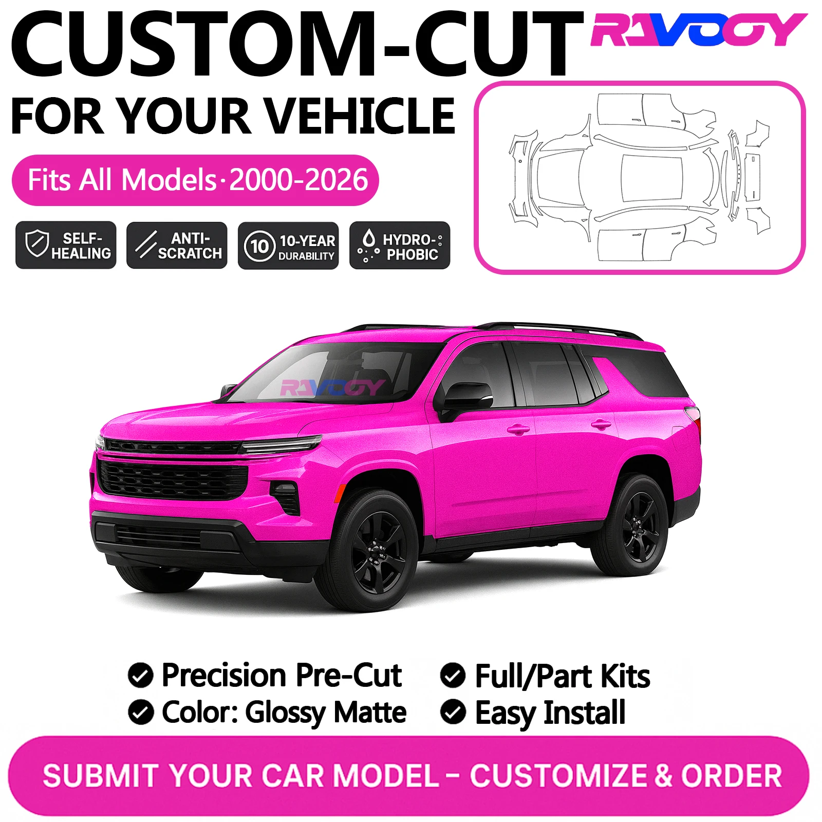 

Custom Precut PPF Kit For Chevrolet Traverse Trailblazer Trax 2024-2026 Paint Protection Film TPU Gloss Matte Front kit Full car