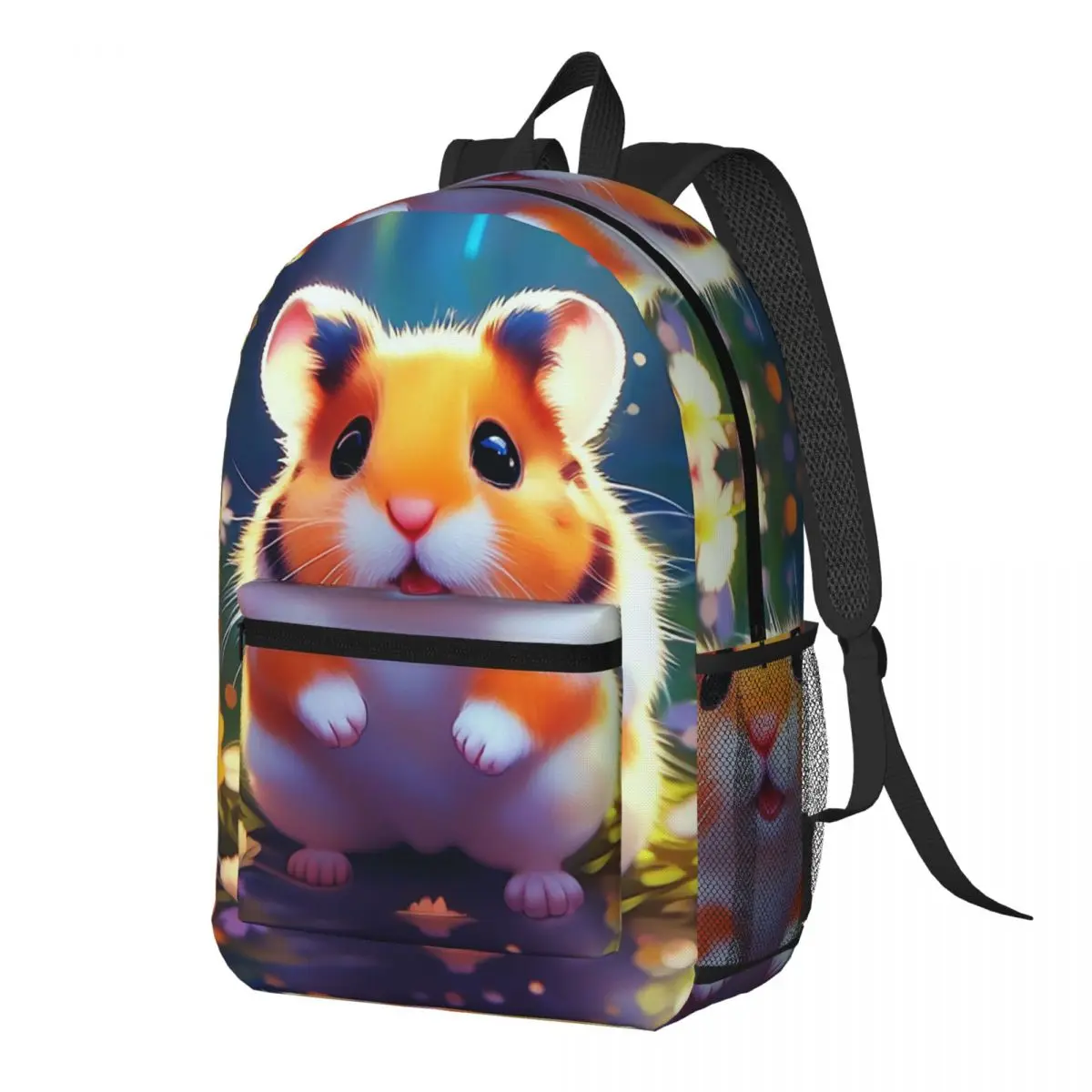 

Cute Hamster In The Flower Sea Print Backpack Daypack Large Capacity Kids BookBag School Bag Shoulder Bags for Men Women