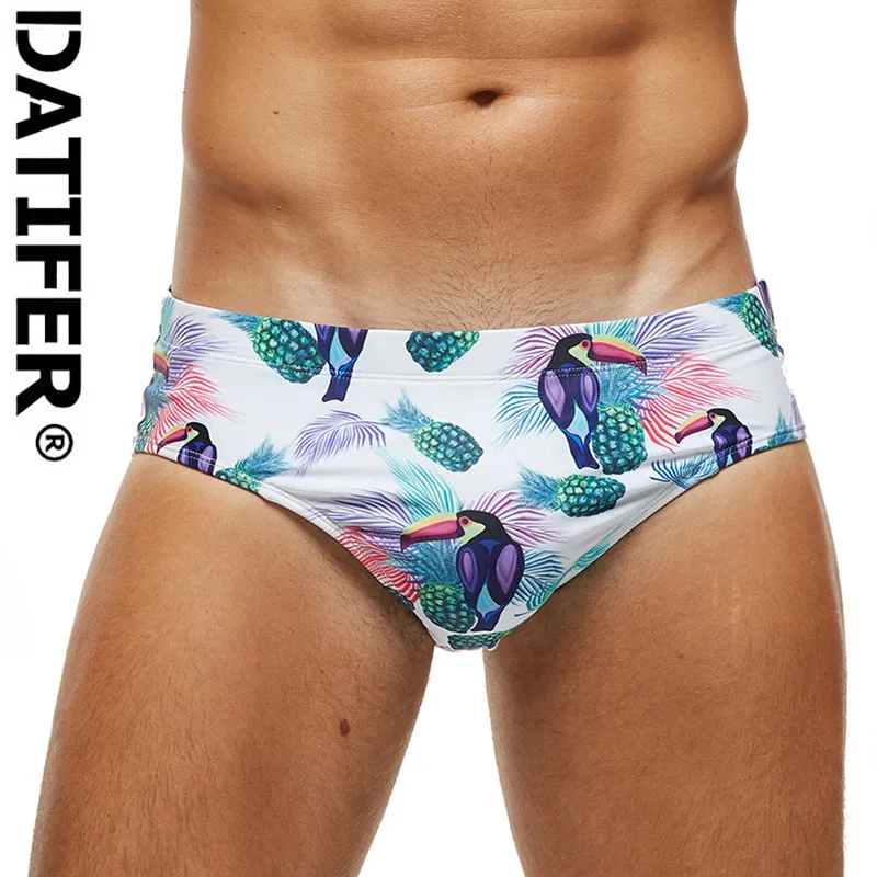 2024 New Datifer Men Swimwear Low Sexy Boxers Swim Brief Sportive Beachwear Shorts Sunga Swimsuit Circles