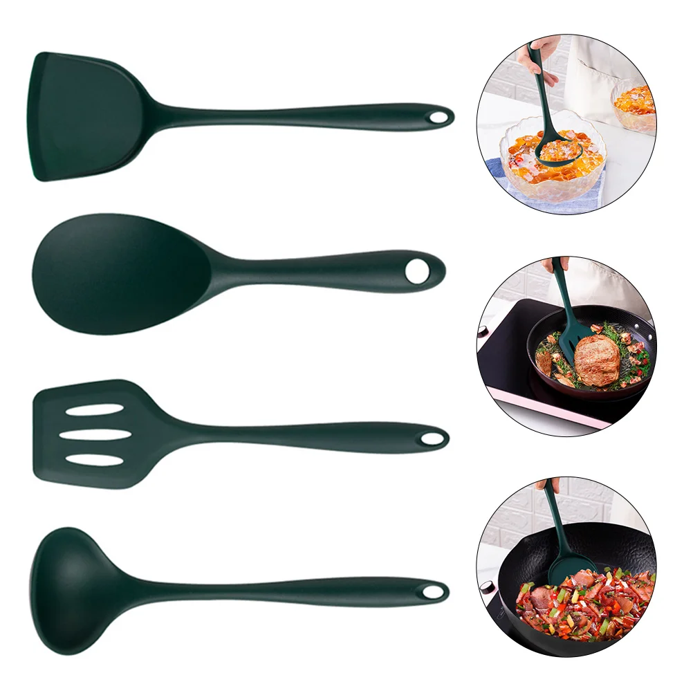 

1 Set Silicone Kitchen Cookware Set Heat Resistant Non-Stick Cooking Tools Ergonomic Handles Hanging Hole High