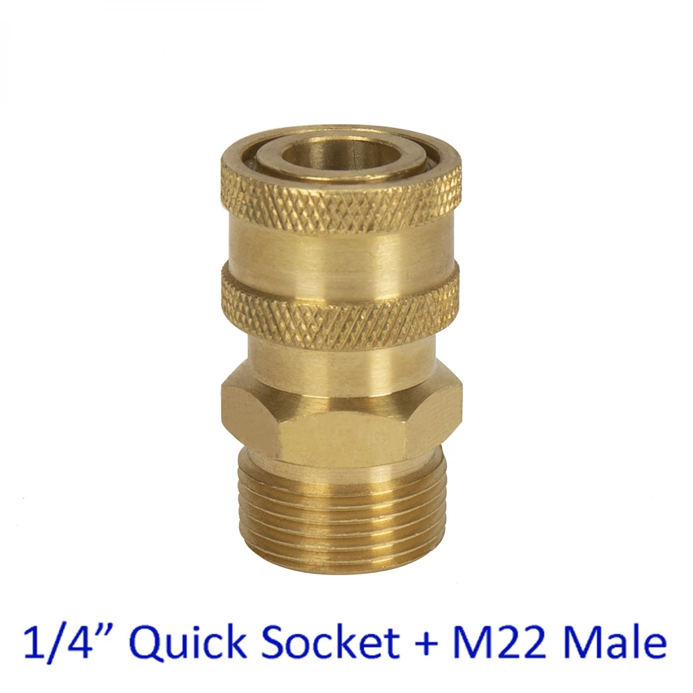 High Pressure Washer Car Washer Brass Connector Adapter Coupler M22 Male + 1/4