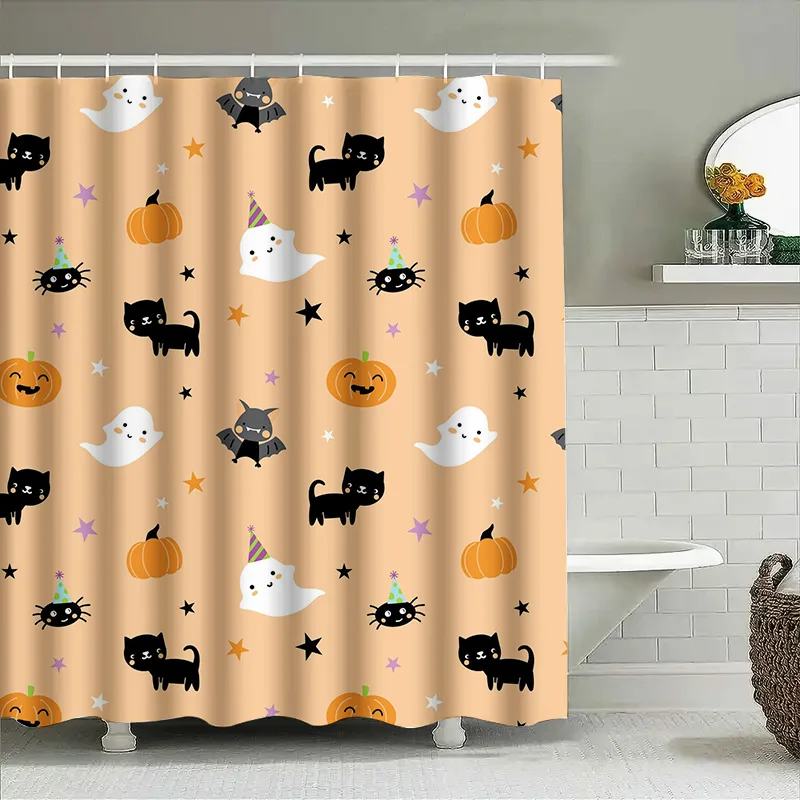 

Tuniu Хэллоуин мультфильм летучая мышь призрак тыква занавеска для душа для ванной комнаты Декор детской комнаты