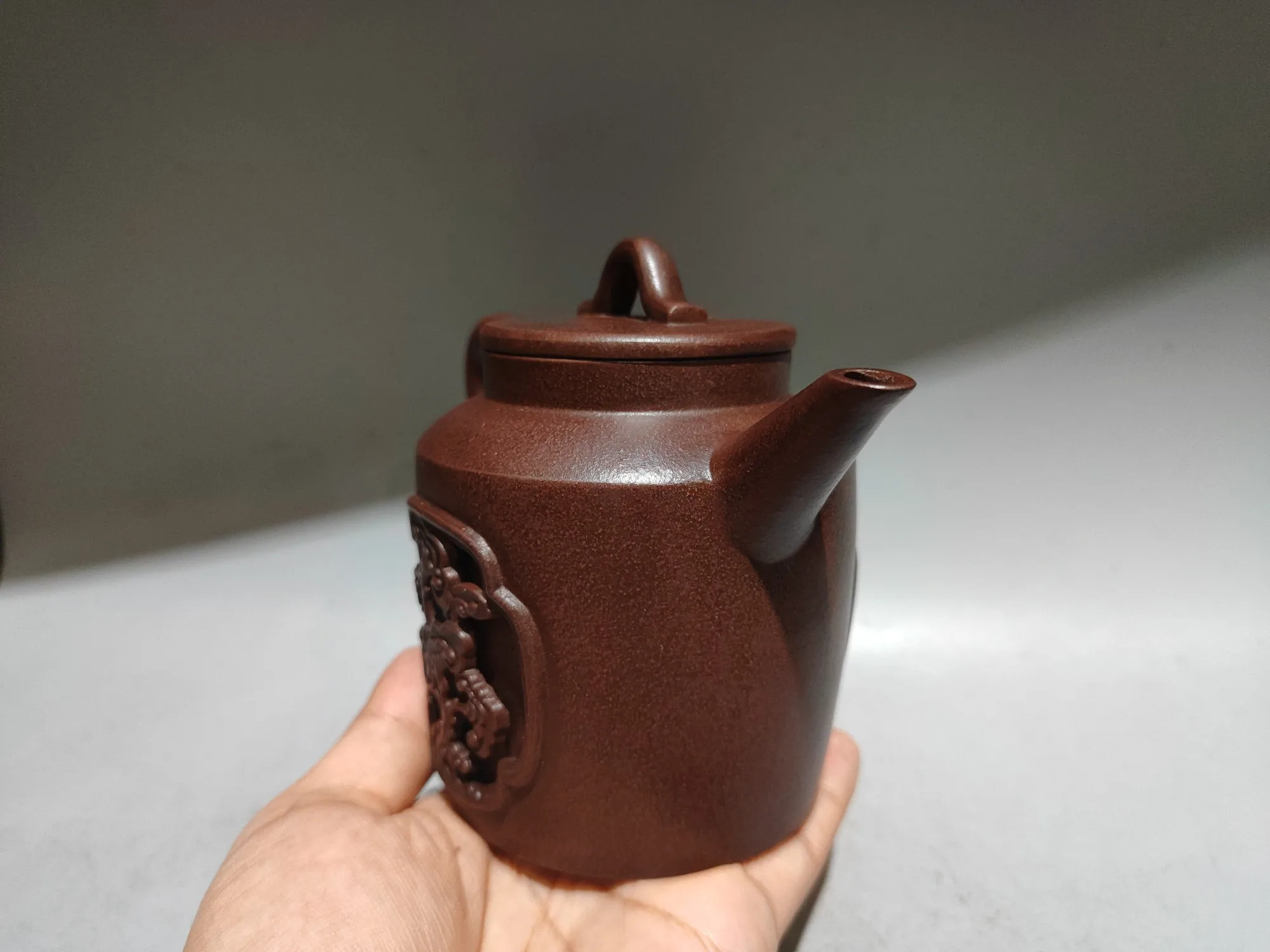 6 "الصينية ييشينغ الأرجواني الطين إبريق الشاي الجوف خارج شجرة محظوظة الصنوبر والسرو نمط وعاء غلاية إبريق الشاي جمع الثروة الحلي