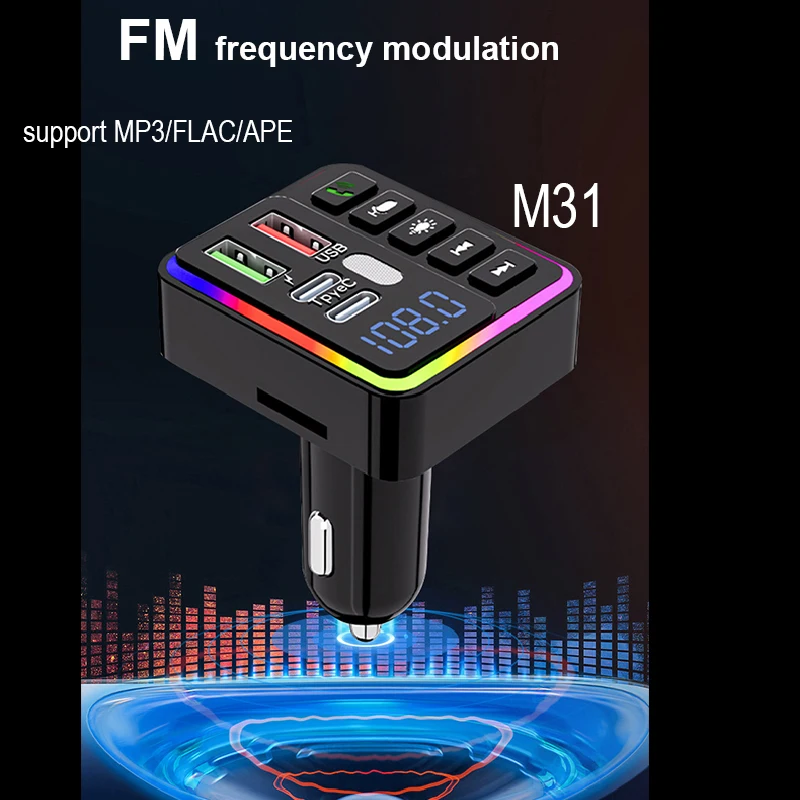 Car Mp3 Handsfree Wireless Bluetooth FM Transmitter Car Adapter Charger TF Card Car Radio Modulator Adapter Cigarette Lighter