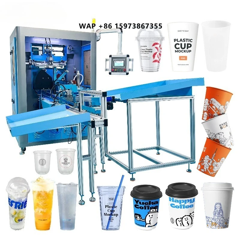 High-Speed Printing Fully Automatic Servo Spiral Feeding PP/PET Cup Multi Color Screen Printing Machine