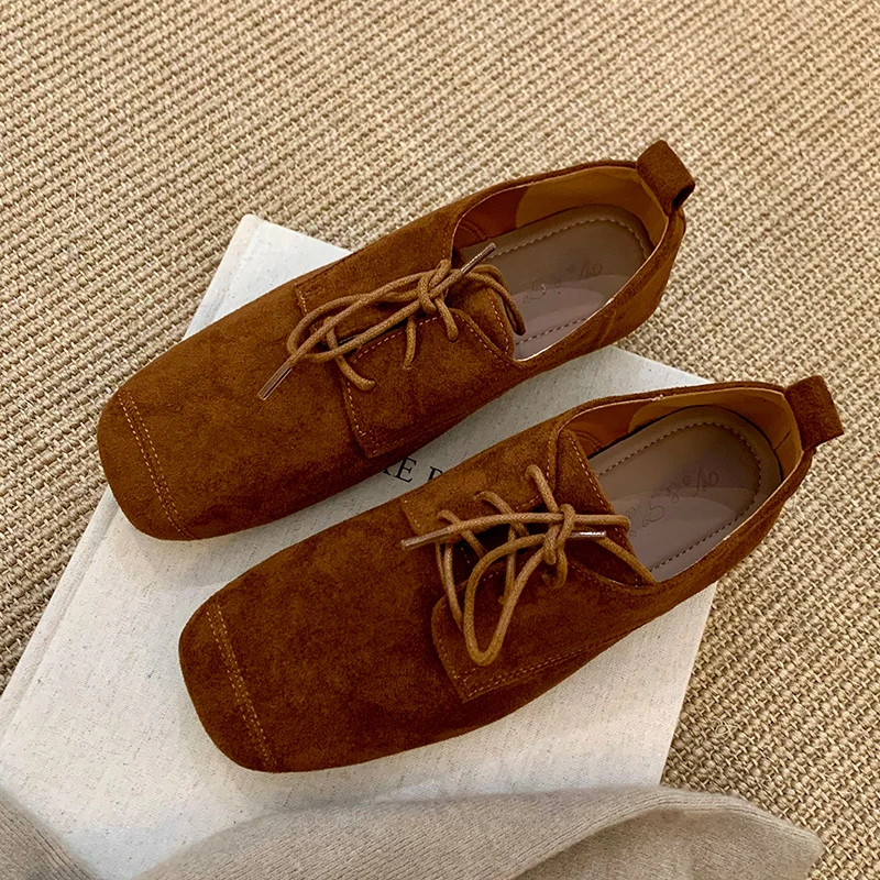 

Flats Women's Loafers Shoes Lace Up Square Toe Sport Shoes Fashion Dress Cozy Woman Autumn 2025 Casual Designer Zpatillas Mujer