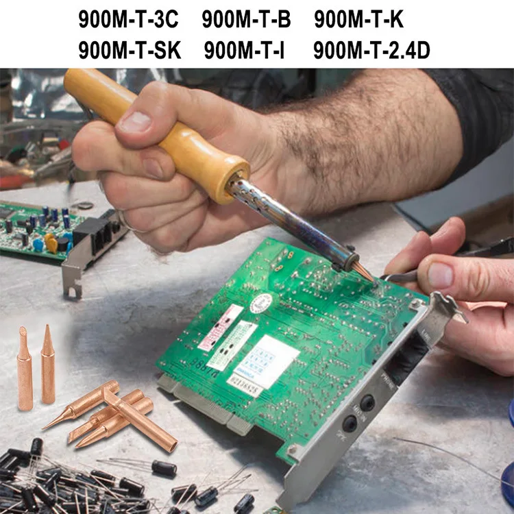6 sztuk 1 zestaw miedzi 900M-T zestaw grotów lutowniczych lutownica elektryczna bezołowiowe końcówki spawalnicze głowica narzędzia lutownicze BGA