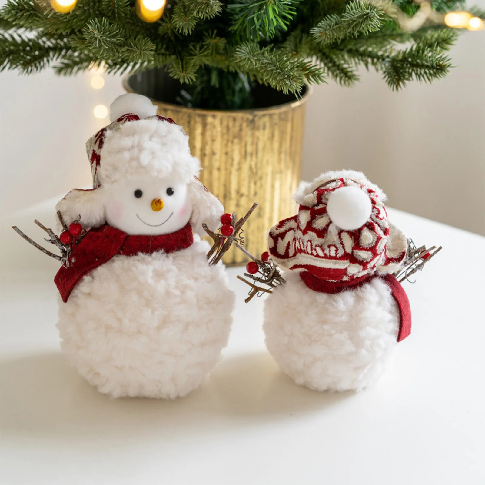 

3pcs Christmas Desktop Ornament Cute Cartoon Snowman Figurine For Desk Dining Table Sofa Teapoy Navidad New Year Party Decors