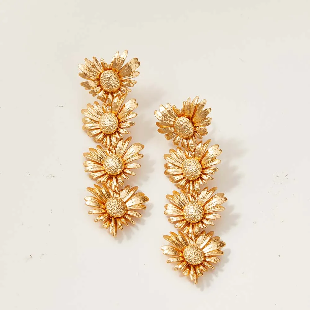 Sunflower Exaggerated Twist Metal Dangle For Women Gold Color Punk Fashion Female Hanging Earrings Boho Geometry Ear Jewelry