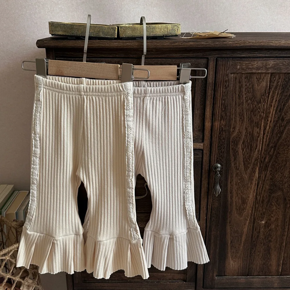 2026 Autumn New Baby Girl Cotton Leggings Infant Casual Pants Solid Girls Ribbed Leggings Baby Flared Trousers Toddler Clothes