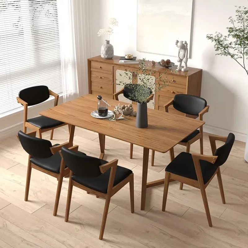 

Simple living room furniture table and chair set catering v-shaped foot rectangular 4-seat dining table set