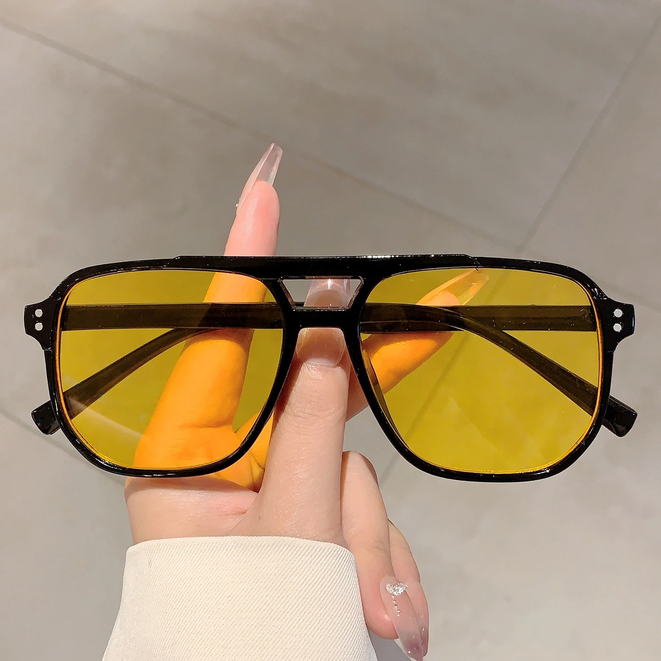 KAMMPT Popular Pilot Designer Trends Shades Oversize Decoration Gradient Women's Sunglasses Outdoor Brand Men's Sun Glasses