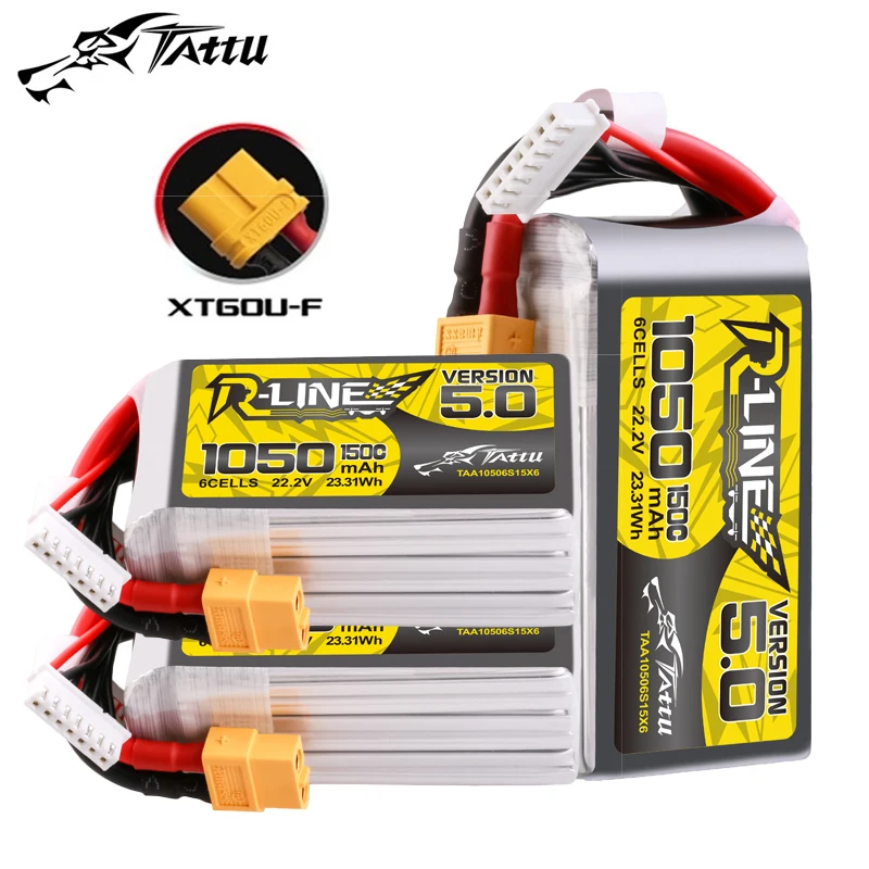 

3PCS TATTU-R-LINE 5.0 22.2V 1050mAh 150C 6S LiPo Battery For RC Helicopter Quadcopter FPV Racing Drone Parts With XT60 Plug