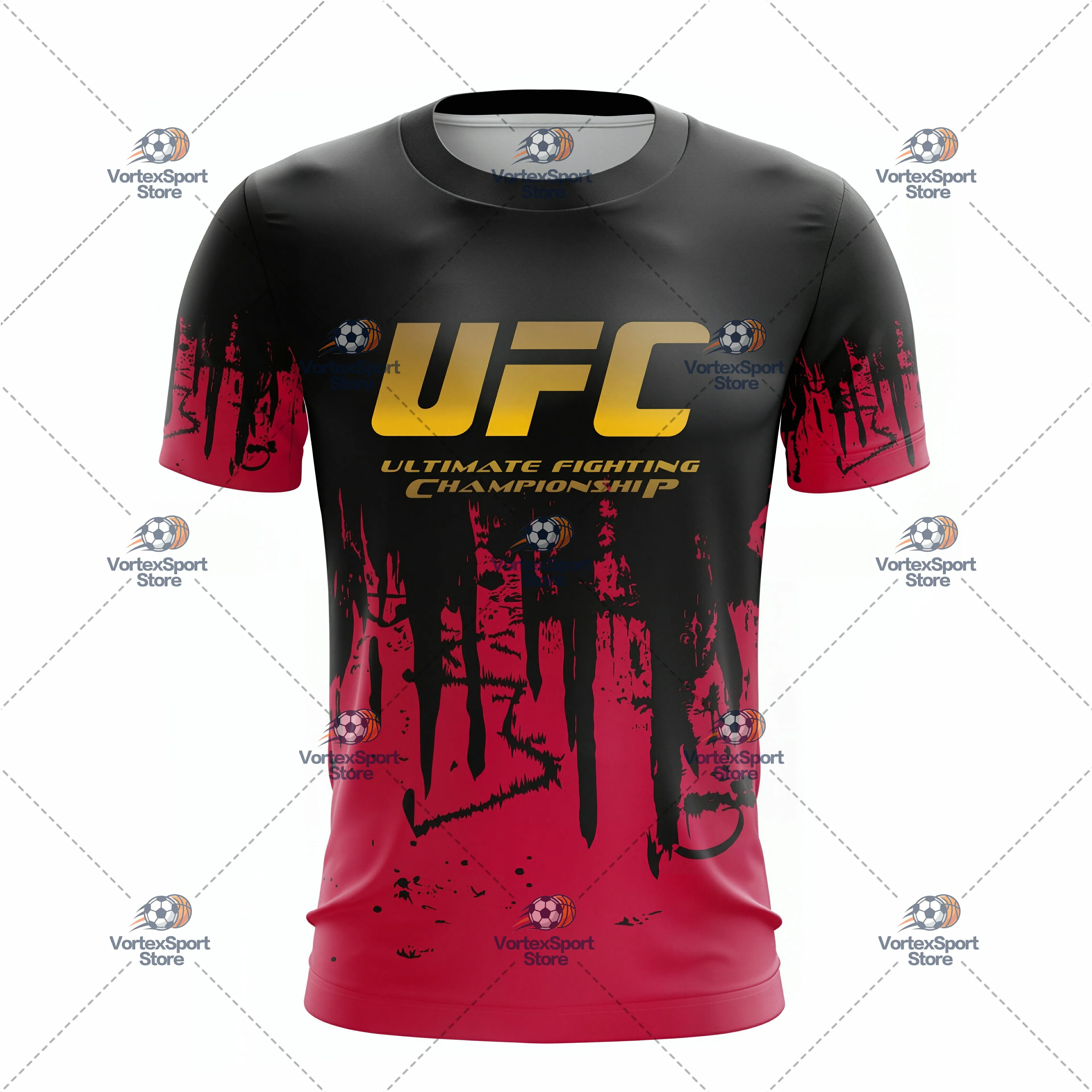 Herren- und Kinder-Sommer-T-Shirt für UFC-Sportarten, schnelltrocknend, in allen Größen erhältlich, kurzärmelig, mit Rundhalsausschnitt, geeignet für Boxen, Kampfsport und Outdoor-Training. – Detail 7